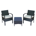 Outsunny Set Mobili da Giardino 2 Poltroncine e Tavolino con Cuscini PE Rattan, Nero