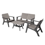 Outsunny Set Tavolino e Sedie Adirondack da Giardino ed Esterno Grigio e Nero