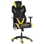 Vinsetto Sedia Poltrona Gaming Ergonomica e Girevole con Altezza Regolabile, Similpelle e Rete, Nero Giallo
