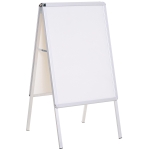 HomCom Espositore Pubblicitario Bifacciale a Cavalletto Pieghevole in PVC Bianco, 64x8x121cm