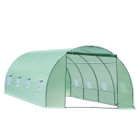 Outsunny Serra per Piante Serre Agricole a Tunnel da Esterno in Acciaio e PE con 8 Finestre 6 x 3 x 2m Verde