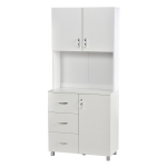 Homcom Credenza in Legno Bianco con 2 Armadietti 1 Ripiano Aperto e 3 Cassetti