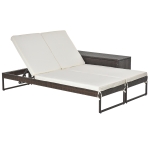 Outsunny Set 2 Lettini Prendisole con Tavolino in PE Rattan Marrone