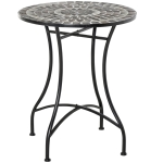Outsunny Tavolino da Giardino in Metallo e Ceramica, Tavolo da Esterno per Terrazzo o Balcone, Ф60x71cm, Nero