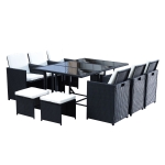 Outsunny Set di Mobili da Giardino in PE Rattan Set da Pranzo 11 pezzi con Cuscini, Nero