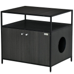 PawHut Mobile per Lettiera Gatti in Legno e Acciaio con 2 Ante Magnetiche, 70x55x65.5cm - Nero