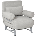 HOMCOM Poltrona Letto Singolo con Schienale Reclinabile 5 Livelli e Cuscino Extra, 73x60x81cm, Grigio