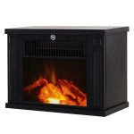 HomCom Camino Elettrico da Terra Potenza 600W/1200W in Plastica e Vetro Temperato Nero, 34x17x25cm