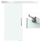HomCom Porta Scorrevole in Vetro Satinato con Binario Silenzioso, 102.5x205cm