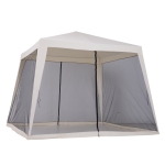 Outsunny Gazebo da Giardino Impermeabile con Zanzariere Beige 3 x 3 x 2.35 m