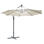Outsunny Ombrellone a Braccio con Manovella e 8 Strisce LED a Energia Solare