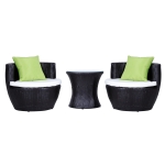 Outsunny Set Mobili in Rattan Set 2 Poltrone, Tavolino con Cuscini 3pz Giardino