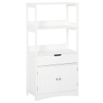 kleankin Mobile Bagno con Mensole, Armadietto e Cassetto in Legno, Bianco, 60x33x122.5cm