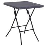 Outsunny Tavolo Pieghevole da Esterno Effetti Vimini con Struttura in Metallo Nero e Marrone 60 x 60 x 74 cm