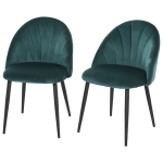 Homcom Set 2 Sedie Imbottite per Sala da Pranzo con Design Nordico in Metallo e Velluto Verde