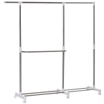 HOMCOM portaabiti e porta scarpe Estensibile a 3 Livelli , Acciaio e PP, Grigio, 93-172x42x95-162.5cm