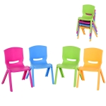 HOMCOM Sedie per Bambini fino 30kg, Set 4 Seggioline per Bambini Impilabili e Colorate per Interno Esterno, 36x38x56.5cm