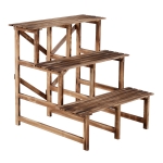Outsunny Plantenetagere bloementrap plantenrek bloemenbank standaard 3 trappen vurenhout