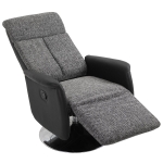 Homcom Poltrona Relax Manuale con Schienale Reclinabile Lino Grigio e Similpelle Nera