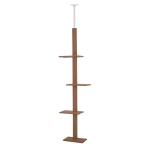 PawHut Albero Tiragraffi per Gatti 228-260 cm con 4 Livelli e Colonna Rivestita in Corda Marrone