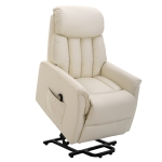 HOMCOM Poltrona Relax Alzapersone con Telecomando, Reclinabile con Poggiapiedi Crema