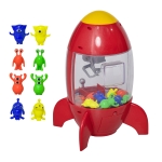Homcom Macchinetta Pesca Pupazzi a Forma di Razzo Rosso con Luci Suoni e 8 Alieni per Bambini 3-8 Anni