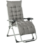 Outsunny Sedia Sdraio Pieghevole da Giardino con Schienale Reclinabile e Materassino, 90x65x110cm