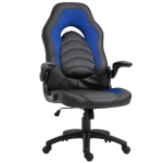 Vinsetto Poltrona Gaming o Ufficio Regolabile in Similpelle Blu con Braccioli Pieghevoli