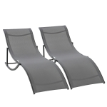 Outsunny Set 2 Sdraio da Giardino Pieghevoli, Lettino Prendisole in Alluminio e Textilene, 61x165x63cm