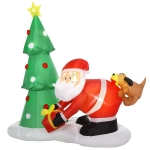 HOMCOM Babbo Natale Gonfiabile Gigante 210cm da Interno e da Esterno con Albero di Natale e 13 LED
