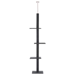 PawHut Albero Tiragraffi per Gatti 4 Livelli con Colonna Rivestita, Grigio 43 x 27 x 228-260cm