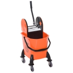 Homcom Carrello delle Pulizie Professionale con Strizzatore Rimovibile e Ruote, Arancione