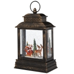 HOMCOM Lanterna Natalizia effetto babbo natale renna da slitta neve musica e luce USB DC