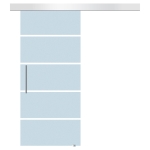 HomCom Porta Scorrevole in Vetro Satinato con 4 Strisce Trasparenti, 102.5x205cm