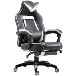 Vinsetto Sedie da ufficio Sedie da Gaming Ergonomica con Rotelle in Ecopelle, Bianco e Nero