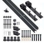 Homcom Kit Complet de Porte Coulissante en Métal Noir 200 x 4 x 1 cm