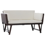 Outsunny Divano da Giardino 2 Posti Trasformabile in Lettino in PE Rattan, Bianco, 129x66x67cm
