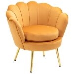 HOMCOM Poltrona Vintage di Design in Velluto Giallo Poltroncina da Camera