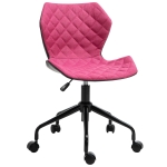 HOMCOM Sedia Sgabello da Ufficio Girevole, Altezza Regolabile, Ruote in Nylon, Rosa