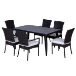 Outsunny Set Mobili da Esterno in PE Rattan Tavolo da Pranzo in Legno con 6 Sedie con Cuscini, Marrone