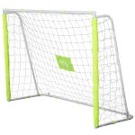 Homcom Porta da Calcio per Adulti e Bambini Rete con Bersaglio Centrale e Pali in Tessuto Giallo 186x62x123cm