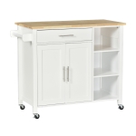 Homcom Carrello da Cucina Salvaspazio in Legno MDF Bianco con 1 Cassetto 1 Armadietto 3 Ripiani e 4 Ruote