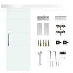 Homcom Porta Scorrevole in Vetro a Strisce con Binario in Alluminio, 75x210cm