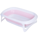Homcom Vaschetta Bagnetto per Neonati Antiscivolo Pieghevole con Scarico dell'Acqua Rosa