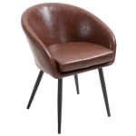 HOMCOM Sedia Imbottita Stile Vintage con Braccioli, Gambe in Metallo e Rivestimento PU Marrone