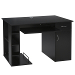 HOMCOM Scrivania per PC Ergonomica con Mensole e Piano Tastiera Estraibile Nera