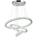 Homcom Lampadario di Cristallo a Sospensione con 3 Anelli Regolabili Luci a LED Ф60 x 110cm