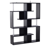 Homcom Mobile a Scaffali Libreria 5 Livelli in Legno, Nero, 120x28.6x160cm
