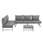 Outsunny Set con 2 Divani da Esterno con Schienale Reclinabile e 1 Tavolino, Metallo e Poliestere, Grigio