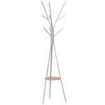 Homcom Porte-manteau trépied design contemporain branches étagère + 9 patères dim. 45L x 45l x 180H cm métal blanc